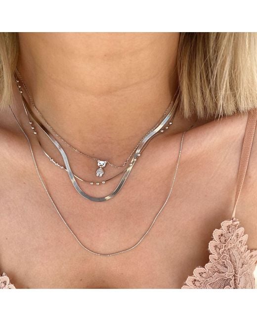 Spero London Brown Three Bead Sterling Chain Satellite Necklace