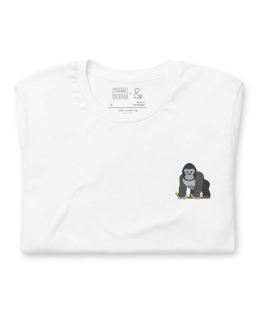 Anchor and Crew White Think Ocean Gorilla Aspirations Cotton Embroidered T-Shirt for men