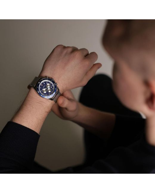Kennett Watches & Accessories Metallic Kennett Pacesetter Chronograph Watch With Milanese Mesh Strap for men