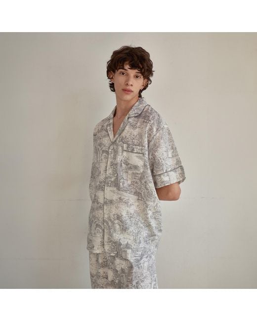 Luna Luz Blue Rebecca Toile Cotton Short-Sleeve Pajama Set for men