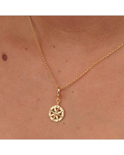 Lily Charmed Metallic Plated Compass Charm Necklace