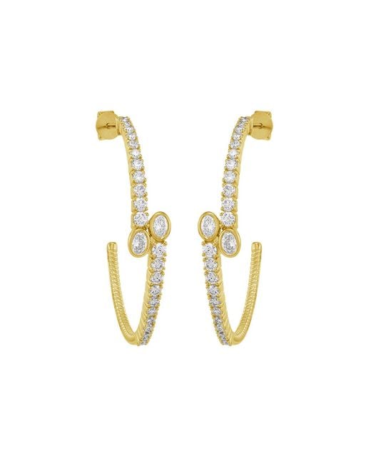 Artisan Metallic 14K Diamond Open Hoop Earrings