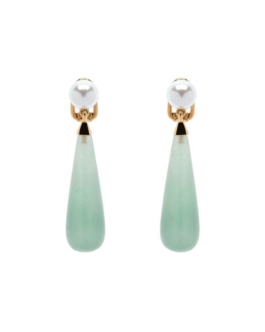 Emma Holland Jewellery Green Aventurine & Pearl Clip Earrings