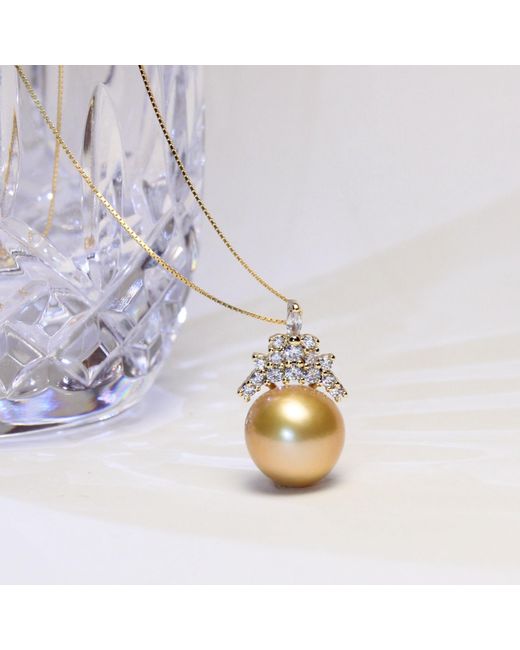Ninemoo Metallic Solara Golden Pearl Necklace