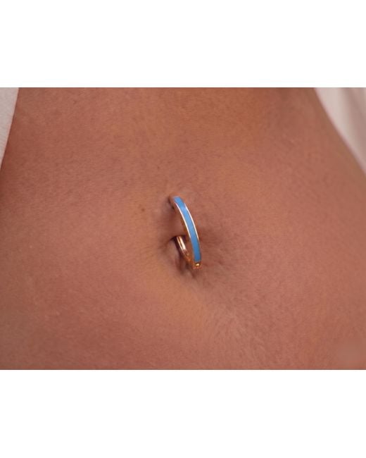 Zahav Jewelry Blue 10K Solid Light Huggie Clicker Belly Hoop