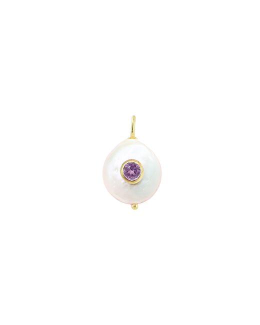 KAMARIA White Pearl Coin Pendant With Inlay Stone