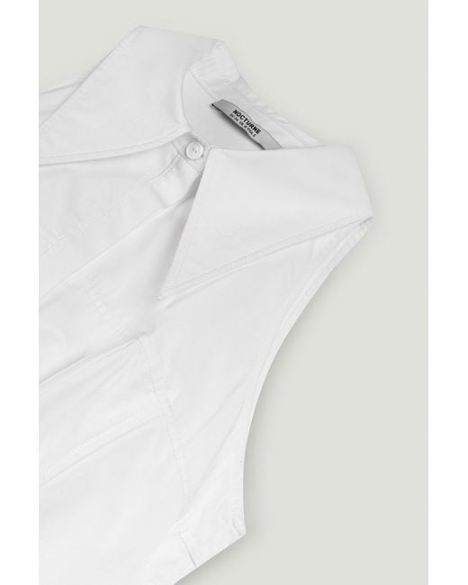 Nocturne White Structured Halter Peplum Top