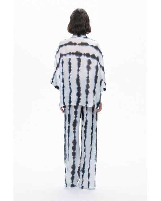 Nocturne Blue Flowy Tie-Dye Patterned Shirt