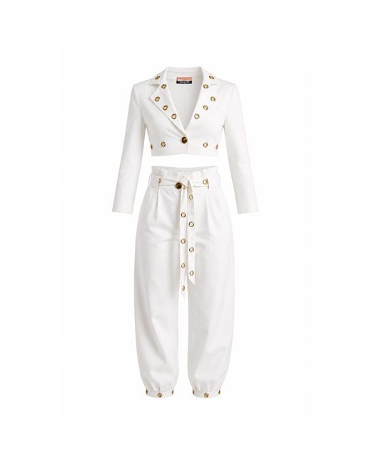 Maui X Lolita White Elvadira Fitted Cropped Denim Set
