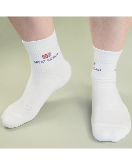 Peper Harow - Made in England White Great Britain Luxury Sports Socks for men