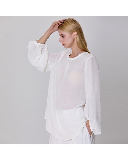 Smart and Joy White Light Round Neck Blouse