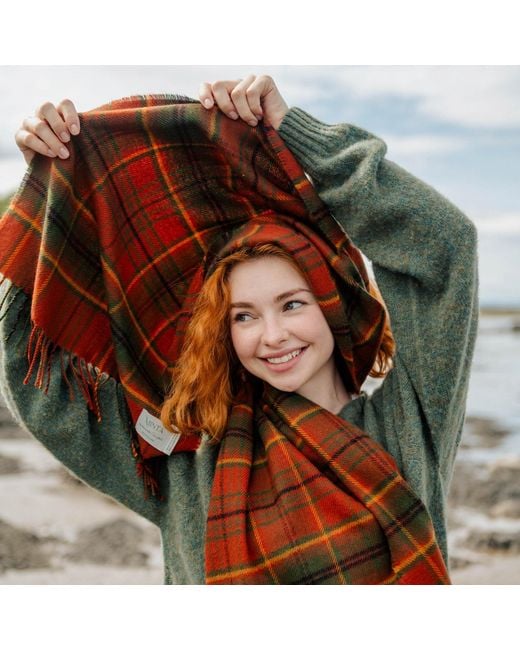 Araminta Campbell Ltd Red Autumn Woodland Walk Lambswool Shawl
