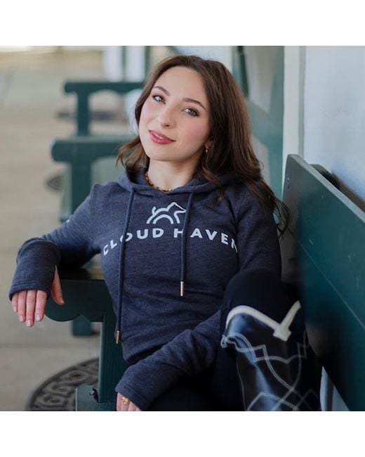 Cloud Haven Blue Cozy Crop Logo Hoodie