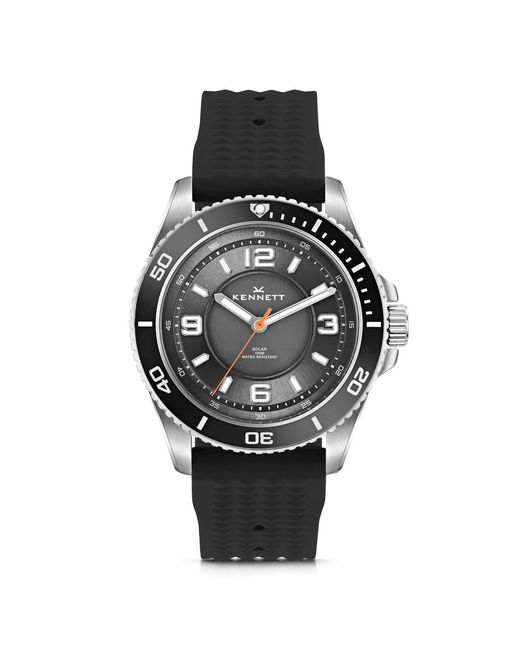 Kennett Watches & Accessories Black Kennett Solaxplorer Watch With Fkm Rubber Strap for men