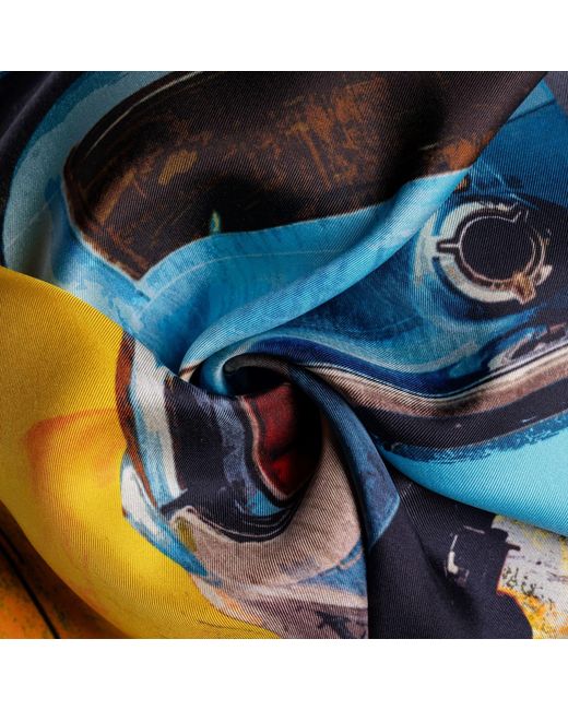 Otway & Orford Blue 'Muscle Car' Silk Pocket Square for men