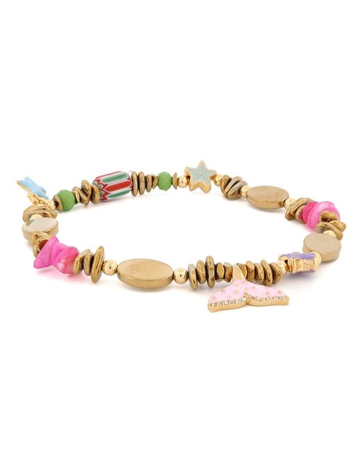 Ebru Jewelry Metallic Pastel Colors Dream Star & Fish Tail Beaded Anklet
