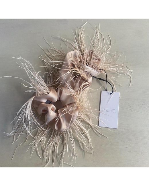 Lula-Ru White Neutrals Feather Hair Scrunchie