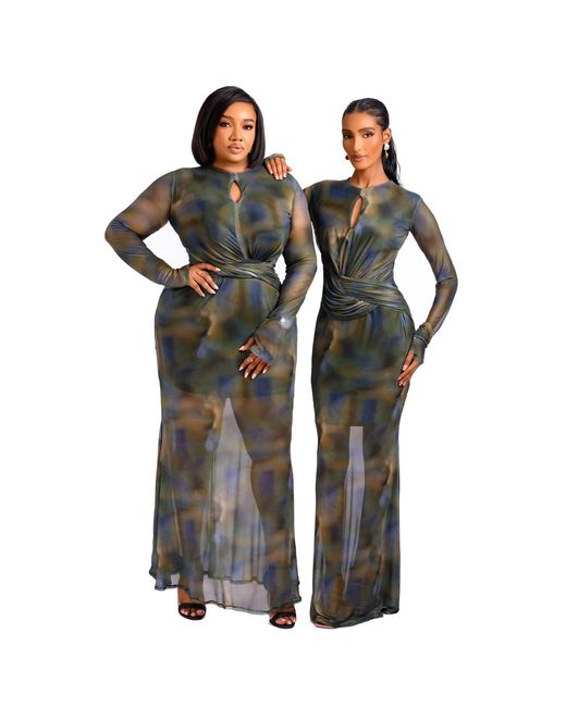 Freak Vault Green Mirage Mesh Maxi Dress
