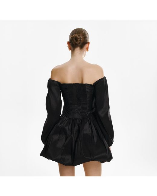 Lita Couture Black Off-The-Shoulder Taffeta Blouse
