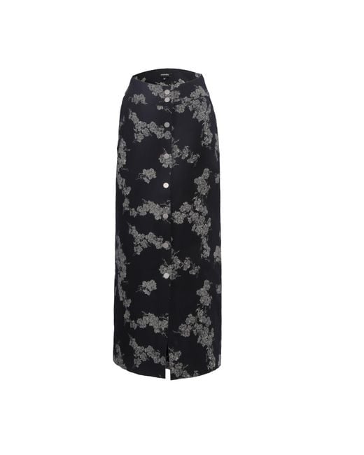 Smart and Joy Black Open Front Long Denim Skirt