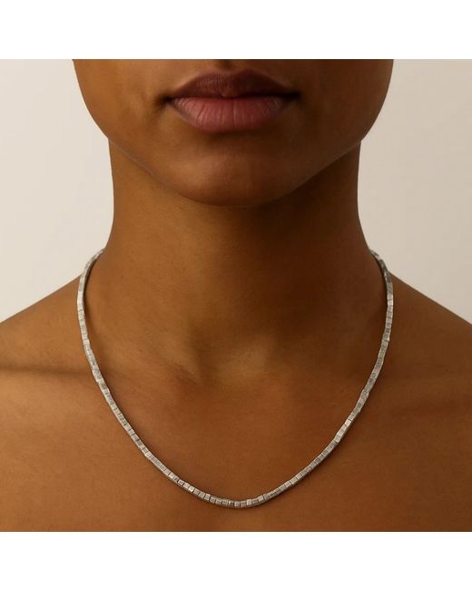 Rahul's Jewels Metallic 16"-18" Adjustable Length Genuine Light Diamond Cube Necklace