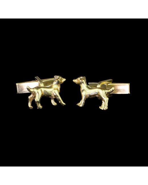 Simon Kemp Jewellers Metallic Jack Russell Cufflinks Eighteen Carat On Sterling Recycled for men