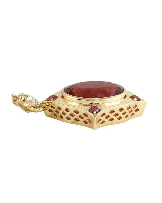 Artisan One Of Kind Oval Shape Pink Tourmaline With Diamond Statement Designer Pendant