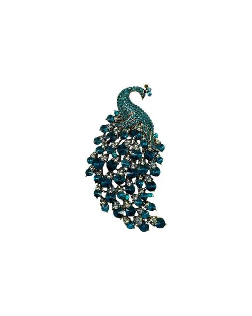 Julia Clancey Green Edith Jade & Azure Peacock Reversible Tassels Linen Turban