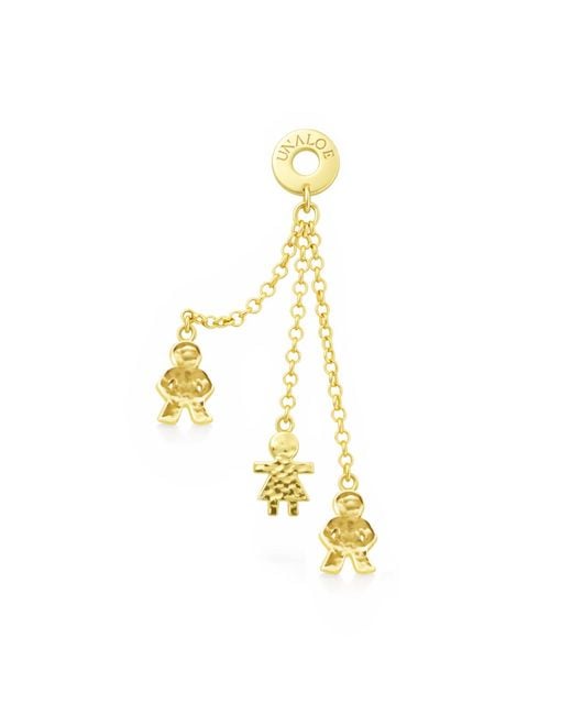 Unaloe Metallic Plated Boy And Girl Chain Drop Earrings – Contemporary Statement Jewelry For