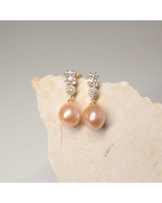 Ninemoo Metallic Golden Glow Baroque Pearl Earrings