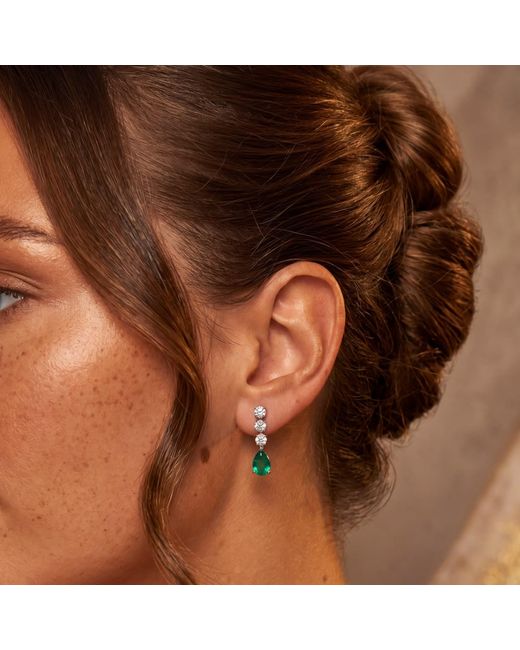 Latelita London Green Delphine Colombian Emerald Triple Drop Earrings