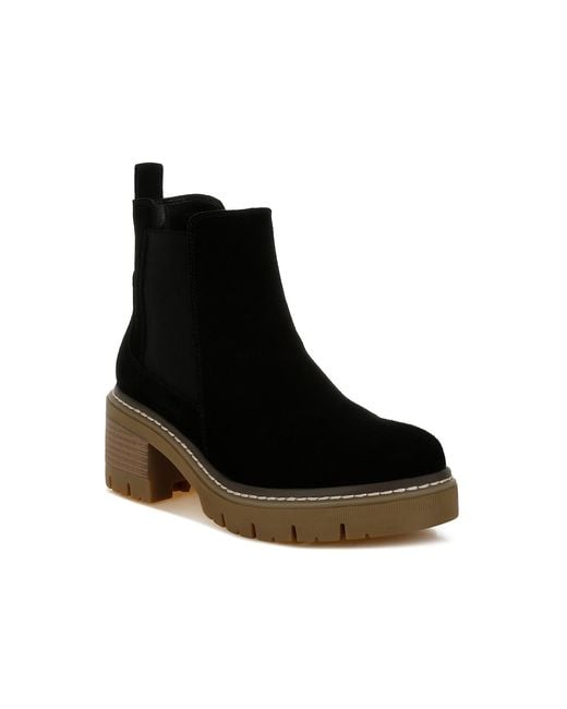 Rag & Co Black Vostok Suede Chunky Chelsea Boots