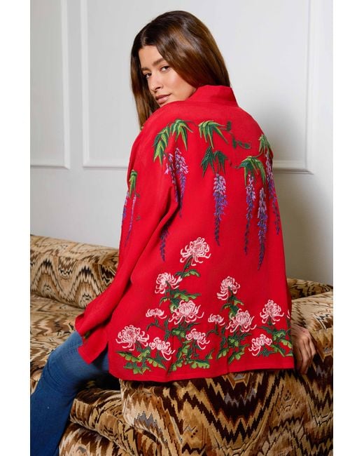 Artemis Muse Wisteria & Chrysanthemum Embroidered Fully Lined Short Kimono