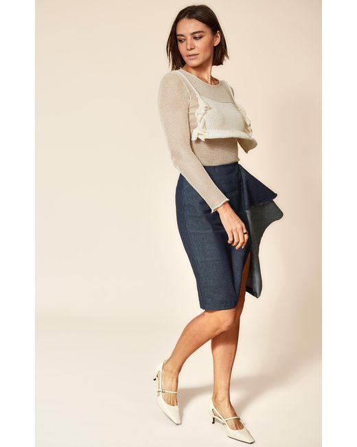 Gunda Hafner Ltd Blue Denim Skirt With Ruffles