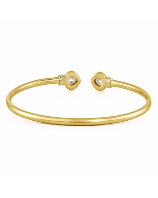 Artisan Metallic 14K Pear Diamond Open Cuff Bangle Bracelet