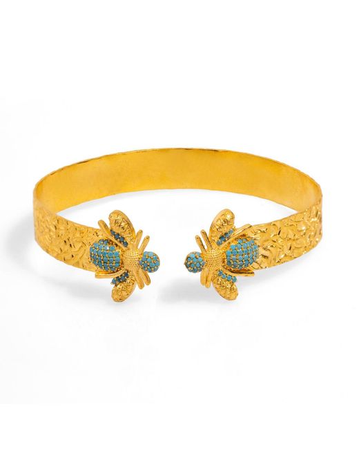 Ebru Jewelry Metallic Mystic Design & Honey Bee Cuff Bracelet