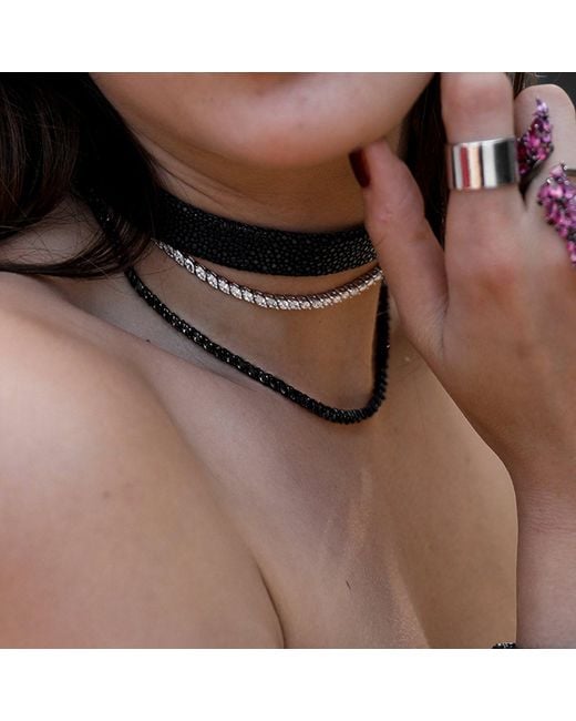 SALLY SKOUFIS Metallic Renaissance Necklace With Made Cz Diamond Stimulant