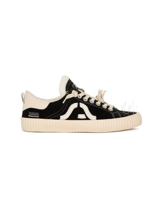 Springa | Unique Vulcanized Sneakers Italian Handmade Black Wavy Suede Embroidery Sneakers for men