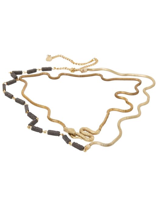 Zeworks Metallic Vast Lava Stone Necklace