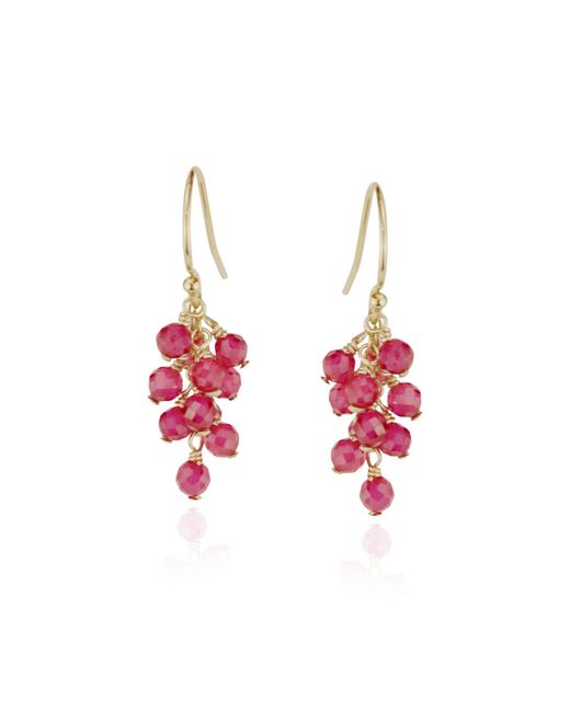 MOUNIR LONDON Red Ruby Cluster Drop Earrings