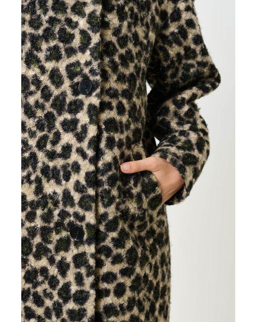 Louche Black Donalda Animal Funnel Neck Coat