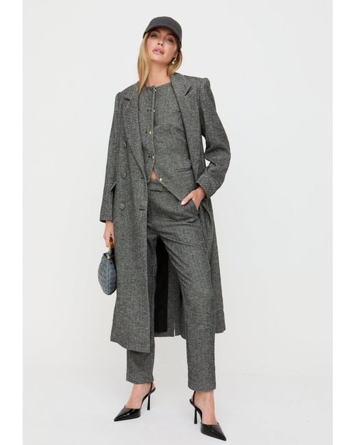 Lily and Lionel Gray Pandora Tapered Herringbone Print Trouser