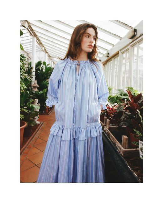 Lisa The Label Blue Le Jardin Blossom Puff Dress