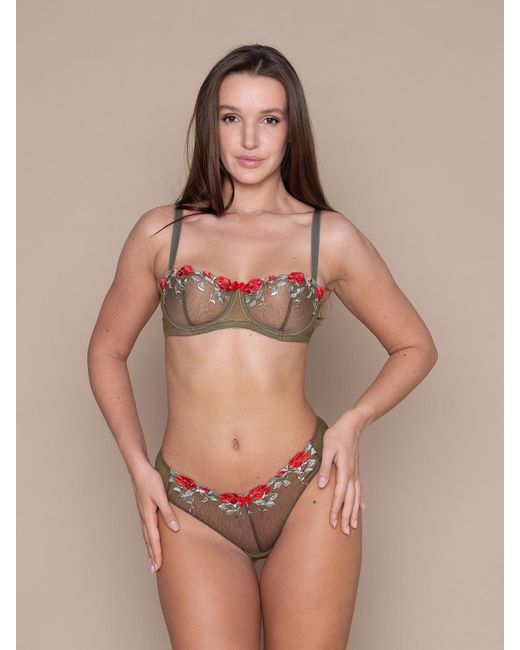 BonBon Lingerie Brown Roses Thong