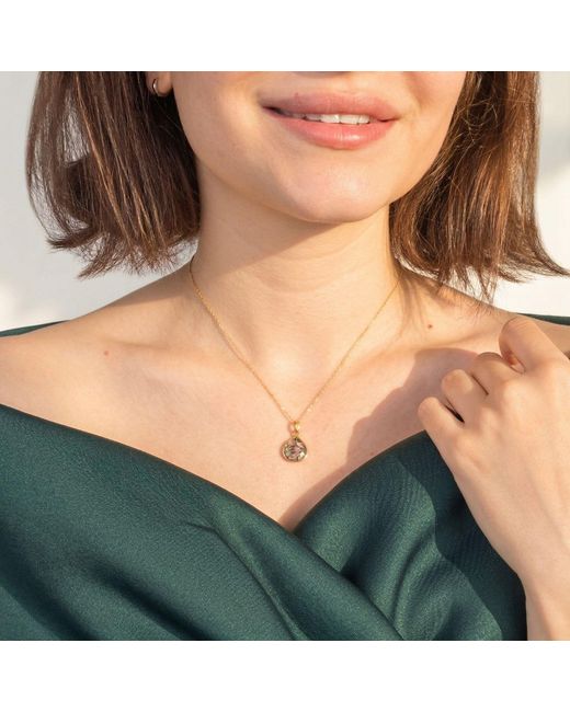 Harfi Metallic Plated Tourmaline October Birthstone Fine Necklace