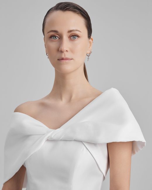 Baé Special Moments White Gigi Dress + Shoulder Bow