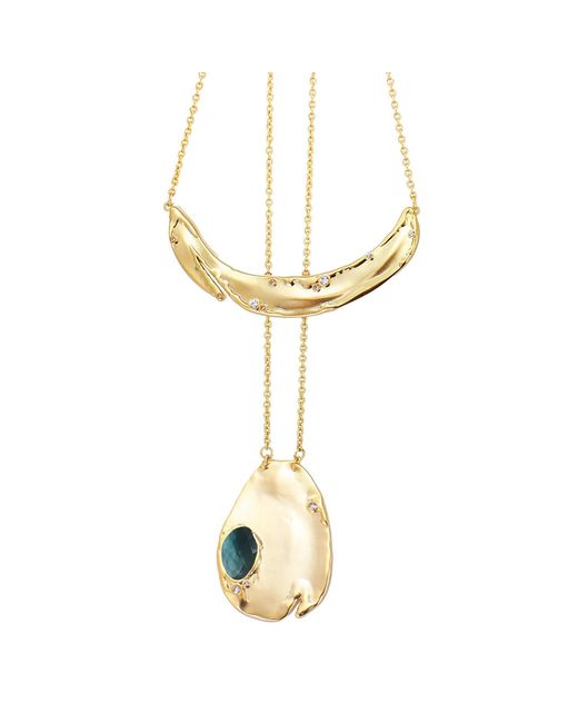 Rare Matters Jewelry Metallic Gemstone Duo Pendant Necklace