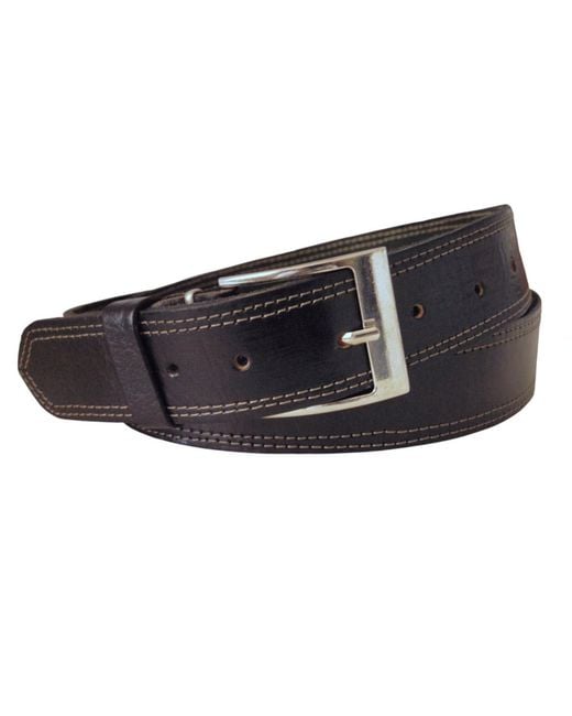 Berber Leather Black Leather Belt With Stitching for men