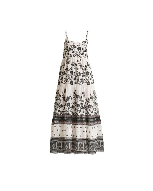 REISTOR White Strappy Tiered Maxi Crepe Dress