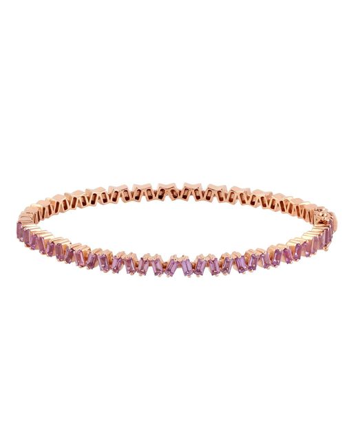 Artisan Pink Baguette Cut Sapphire Gemstone Bangle